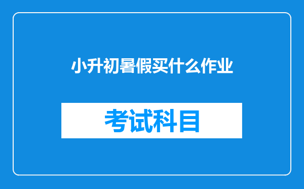 小升初暑假买什么作业