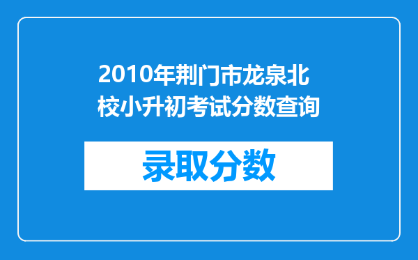 2010年荆门市龙泉北校小升初考试分数查询