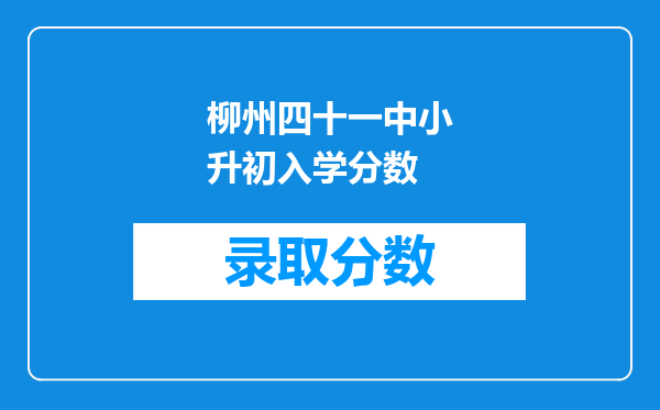 柳州四十一中小升初入学分数