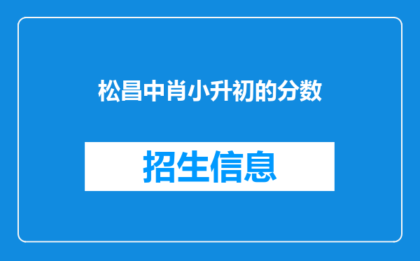 松昌中肖小升初的分数