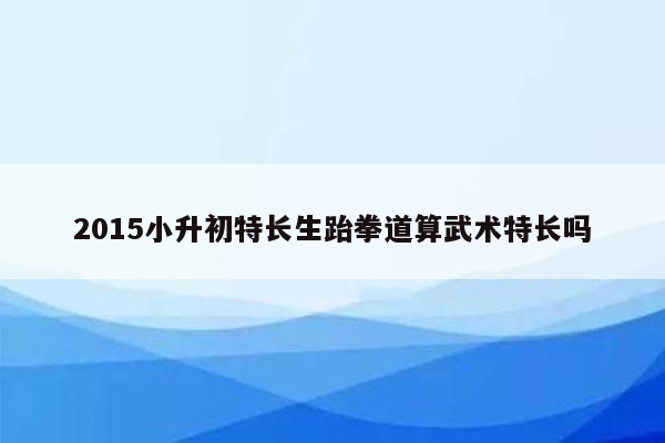 2015小升初特长生跆拳道算武术特长吗