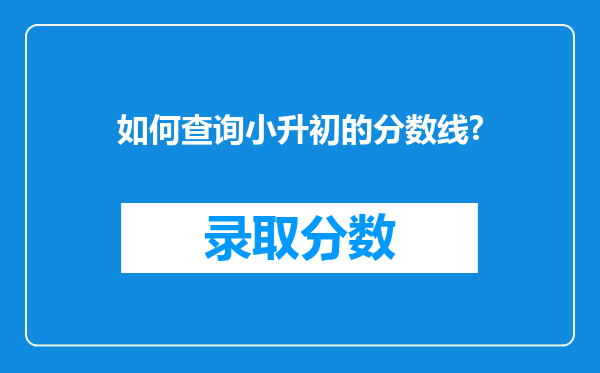 如何查询小升初的分数线?