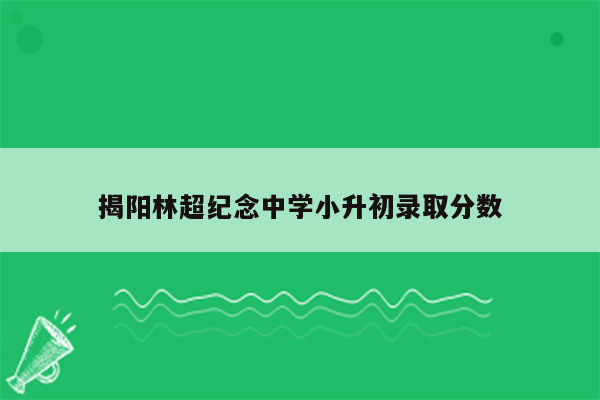 揭阳林超纪念中学小升初录取分数