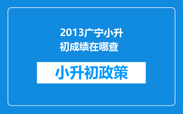 2013广宁小升初成绩在哪查