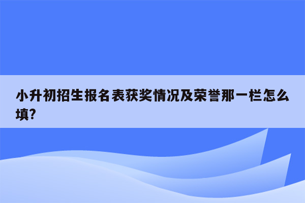 小升初招生报名表获奖情况及荣誉那一栏怎么填?