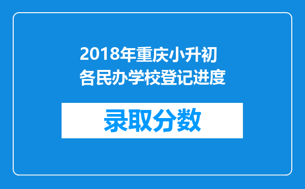 2018年重庆小升初各民办学校登记进度