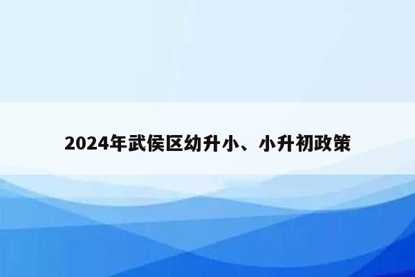 2024年武侯区幼升小、小升初政策