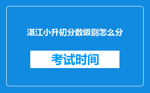 湛江小升初分数级别怎么分