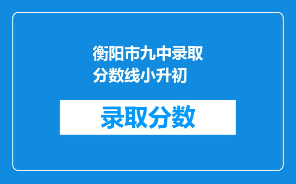 衡阳市九中录取分数线小升初