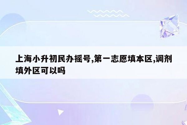 上海小升初民办摇号,第一志愿填本区,调剂填外区可以吗