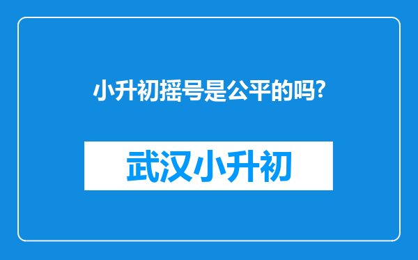 小升初摇号是公平的吗?