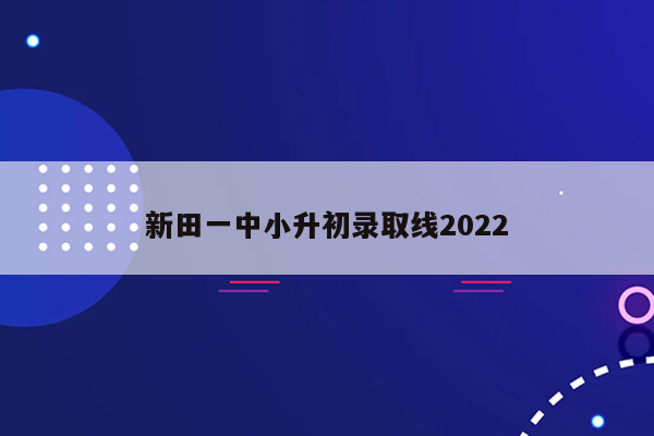 新田一中小升初录取线2022