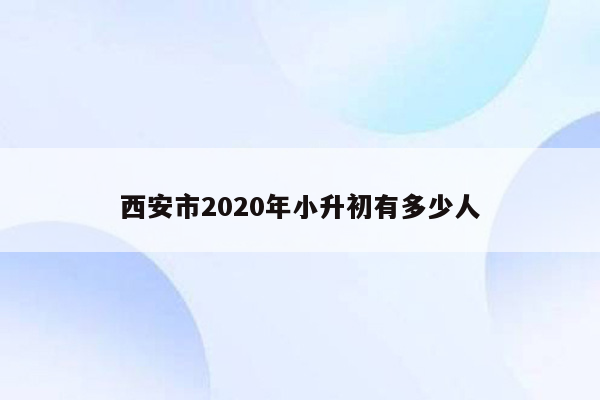 西安市2020年小升初有多少人