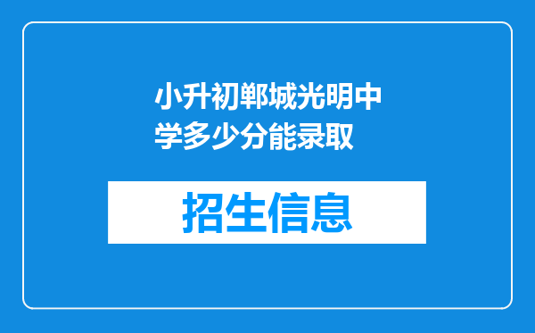 小升初郸城光明中学多少分能录取