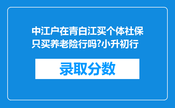 中江户在青白江买个体社保只买养老险行吗?小升初行