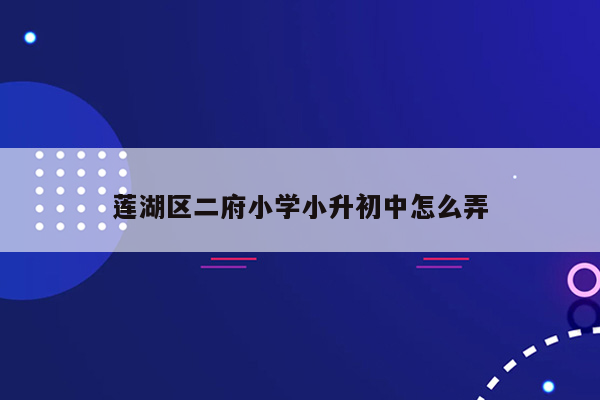 莲湖区二府小学小升初中怎么弄