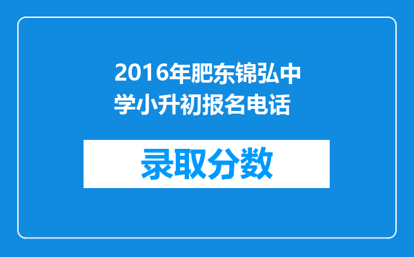 2016年肥东锦弘中学小升初报名电话