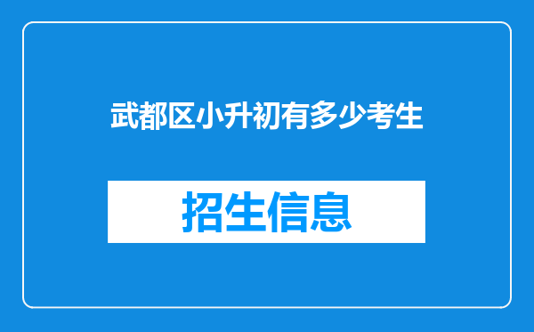 武都区小升初有多少考生