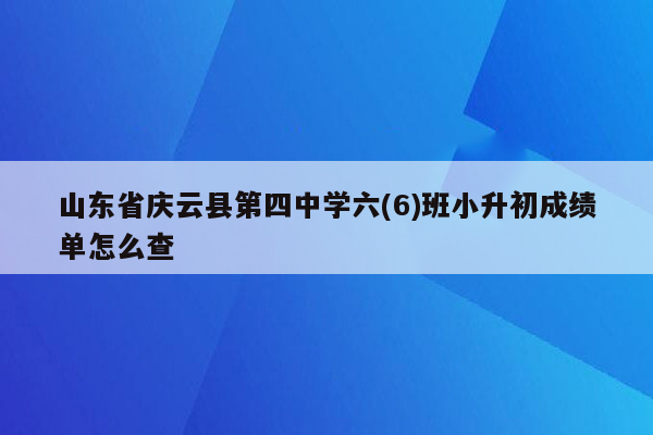 山东省庆云县第四中学六(6)班小升初成绩单怎么查