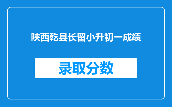 陕西乾县长留小升初一成绩