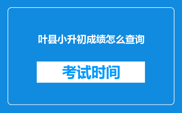 叶县小升初成绩怎么查询