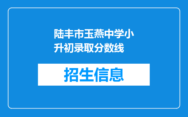 陆丰市玉燕中学小升初录取分数线