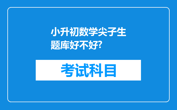 小升初数学尖子生题库好不好?