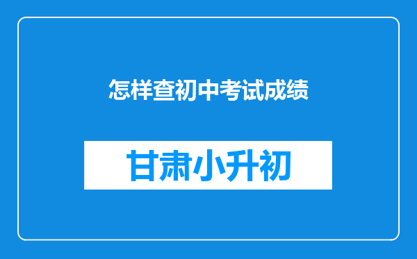 怎样查初中考试成绩