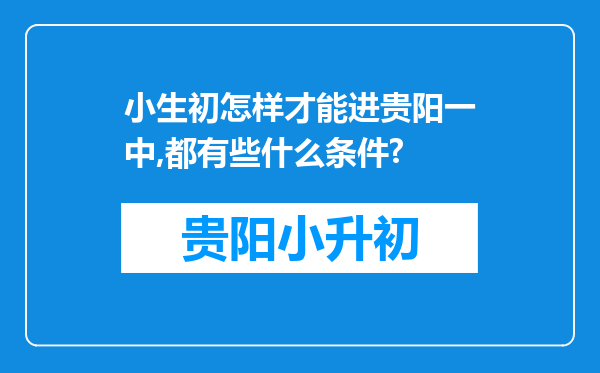 小生初怎样才能进贵阳一中,都有些什么条件?