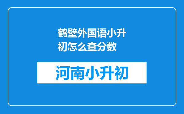 鹤壁外国语小升初怎么查分数