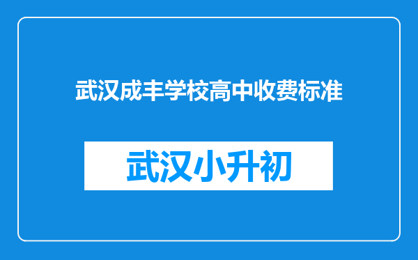 武汉成丰学校高中收费标准