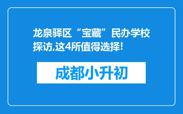 龙泉驿区“宝藏”民办学校探访,这4所值得选择!