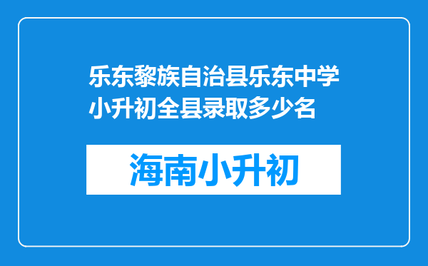 乐东黎族自治县乐东中学小升初全县录取多少名