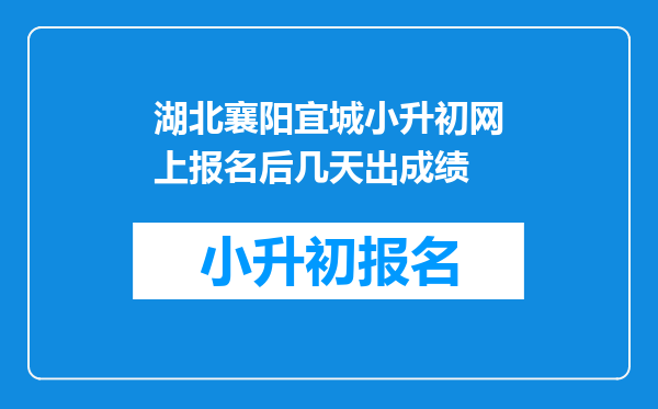 湖北襄阳宜城小升初网上报名后几天出成绩