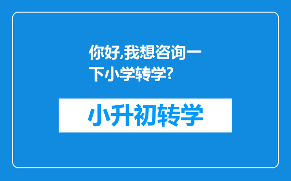 你好,我想咨询一下小学转学?