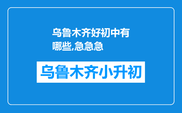 乌鲁木齐好初中有哪些,急急急