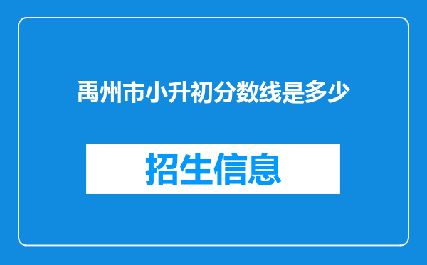 禹州市小升初分数线是多少