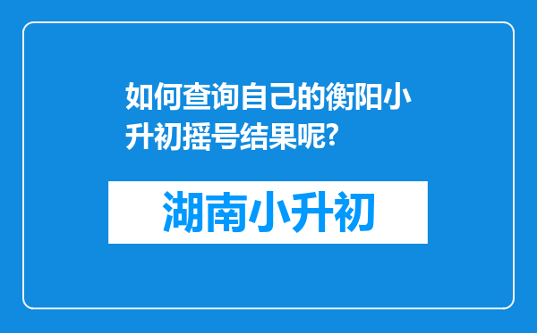 如何查询自己的衡阳小升初摇号结果呢?