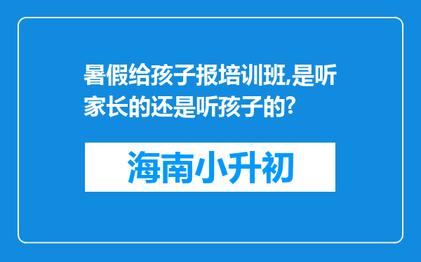 暑假给孩子报培训班,是听家长的还是听孩子的?