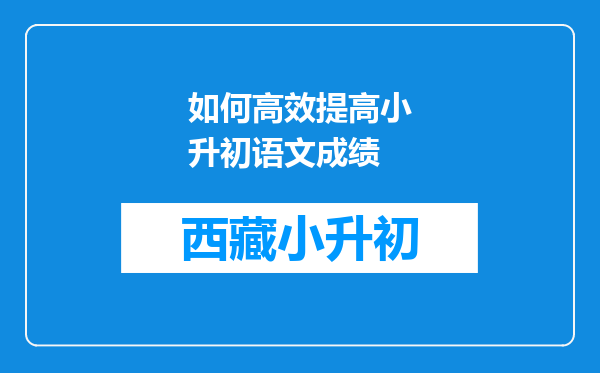 如何高效提高小升初语文成绩