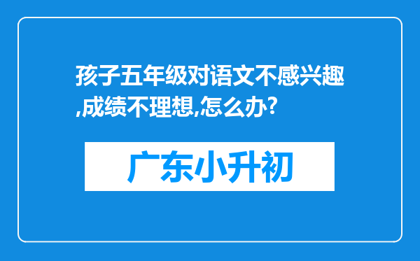 孩子五年级对语文不感兴趣,成绩不理想,怎么办?