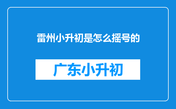 雷州小升初是怎么摇号的