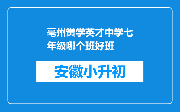 亳州黉学英才中学七年级哪个班好班