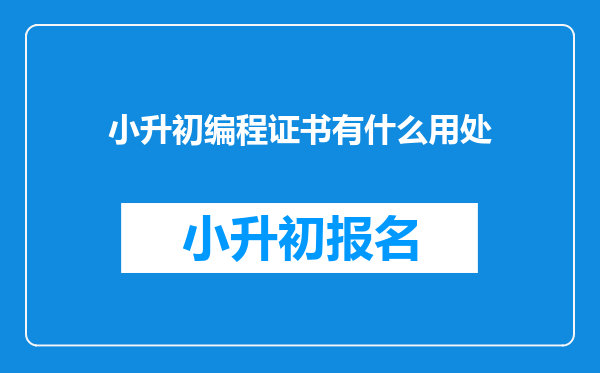 小升初编程证书有什么用处