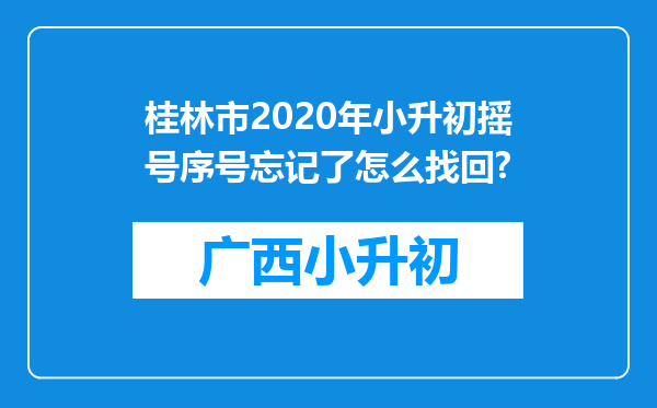 桂林市2020年小升初摇号序号忘记了怎么找回?