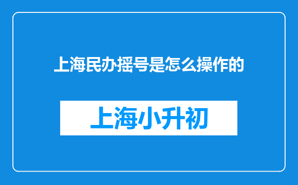 上海民办摇号是怎么操作的