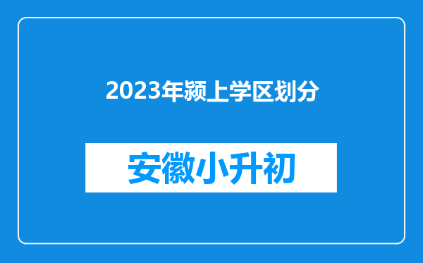 2023年颍上学区划分