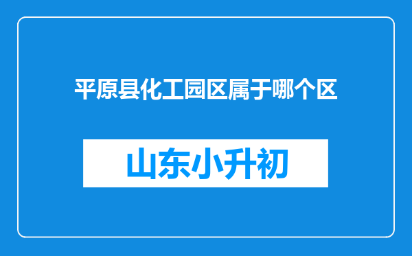 平原县化工园区属于哪个区