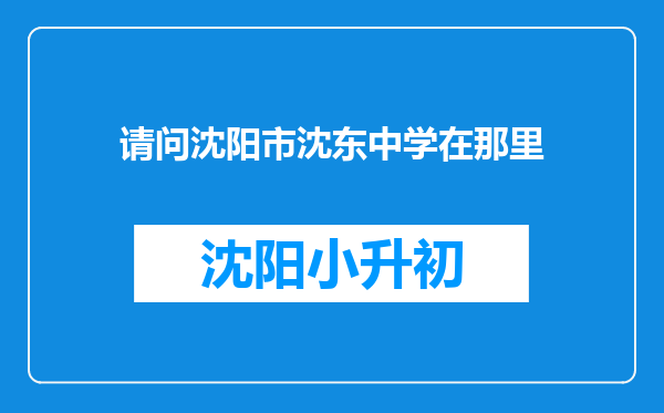 请问沈阳市沈东中学在那里