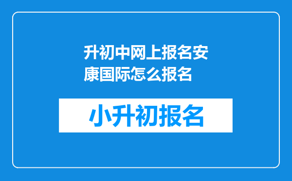 升初中网上报名安康国际怎么报名